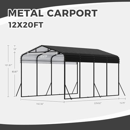 12x20 FT Metal Carport (Gray / 12x20FT)