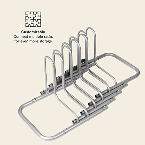 Stash Rack 2 4 & 5 Bike Floor Stand Bicycle Storage Organizer for Mountain Bike (Grey / 5 Bike)