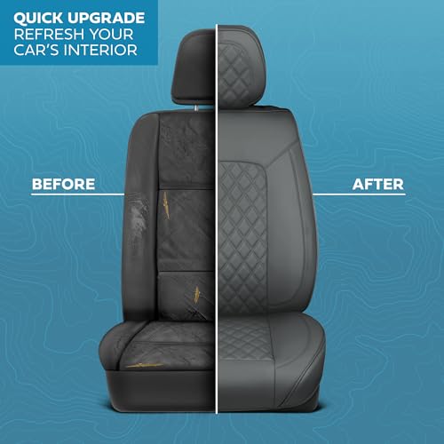 Curated Ashen Napa Leather Seat Covers for Cars & SUVs (Gray (Ashen) / Front Seats)