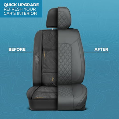 Curated Ashen Napa Leather Seat Covers for Cars & SUVs (Gray (Ashen) / Front Seats)