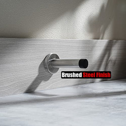 Door Stopper 304 Stainless Steel Thicken 1mm Sound Dampening Door Stop Bumper Wall Protetor 2 Pack (2 Pack / Brushed & Black Tip)