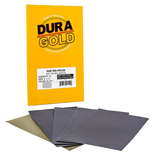3-2/3" x 9" Wet or Dry Sandpaper, 5 Ea, Grits 800, 1000 1500 2000 (Variety Pack #2)