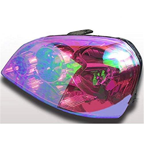 LED LIGHT 12 by 48 inches Self Adhesive Shiny Chameleon Headlights Tail Lights Fog Lights Films (Purple)