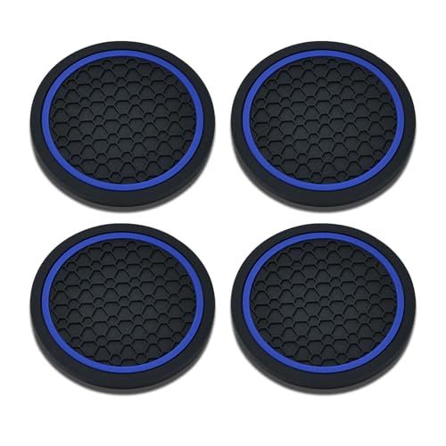 4PCS Car Cup Holder Coasters (Black/Blue)