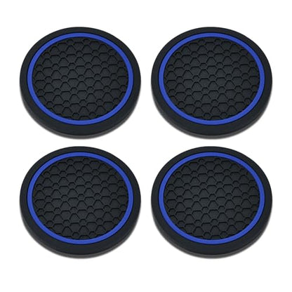4PCS Car Cup Holder Coasters (Black/Blue)