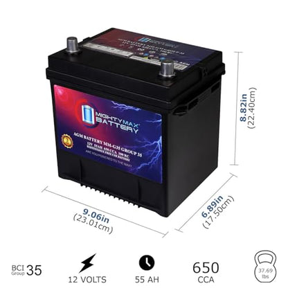 MM G35 Start and Stop Car BCI Group Size 35 12V 55Ah (Group 35)