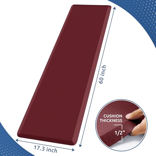 Kitchen Mat Cushioned Anti Fatigue Rug Standing and Comfort Floor Mats (Red / 60"L x 17.3"W x 0.5"Th)