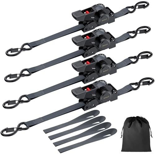 4 Pack Retractable Ratchet Straps (4 PCS)