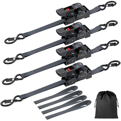 4 Pack Retractable Ratchet Straps (4 PCS)