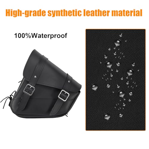 Motorcycle Saddle Bags Solo Swing Arm Bag For Sportster Softail PVC Waterproof Motorcycle Luggage Bags for Motorcycle or Bike (Black / Left Side)