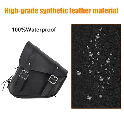 Motorcycle Saddle Bags Solo Swing Arm Bag For Sportster Softail PVC Waterproof Motorcycle Luggage Bags for Motorcycle or Bike (Black / Left Side)