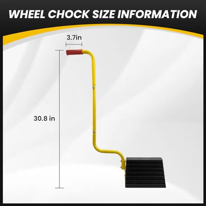 2 Pack Heavy Duty Rubber Wheel Chock with Handle (Black-handle)