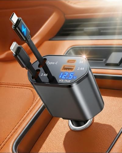 4 in 1 Retractable Car Charger (Gray)