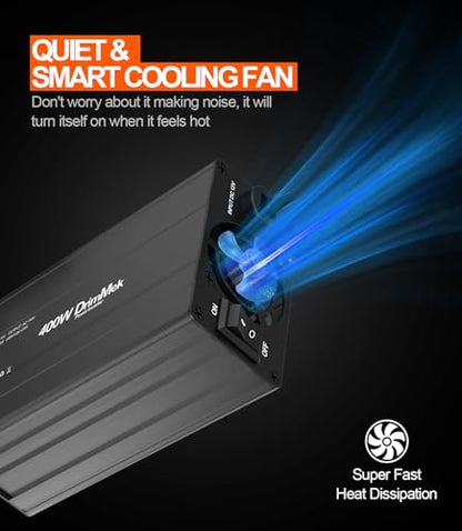 400W Car Power Inverter 12V to 110V AC｜24W+65W USB C (BLACK)