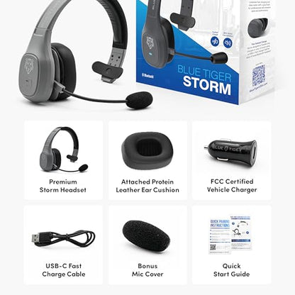 Storm Gray Wireless Trucker Bluetooth Headset with Mic (Gray / Storm)