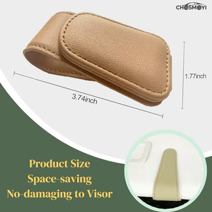 Leather Sunglass Holder for Car Visor (Beige)