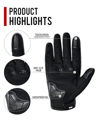Motorcycle Gloves Motorbike Glove Full Finger Knuckle Protection Padding Touch Screen for Women Men (Large / Glow)