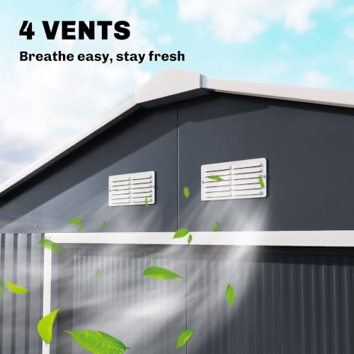 11' x 9' Outdoor Storage Shed Garden Tool Metal Shed Dark Gray (Dark Gray / 11' x 9')