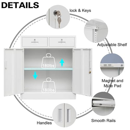 Metal Storage Cabinet (White / 36" H x 32" W x 16" D)