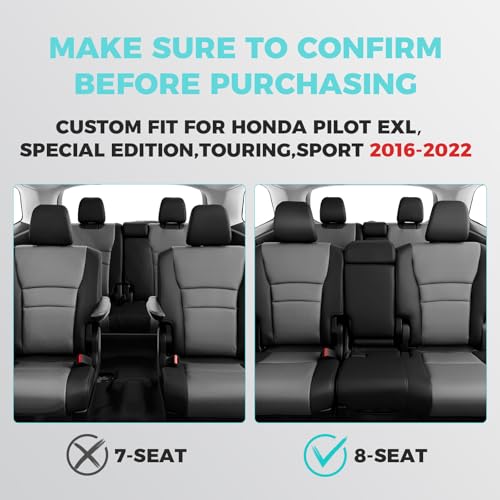 Custom for Honda Pilot Seat Covers (Black-Grey / 8 Seats - EX-L,SE,TOURING,SPORT 2016-2022)