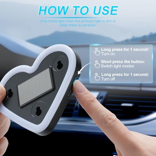 Heart Shaped Solar Powered Car LED Interior Ambient Light (Ice Blue / 1PCS)