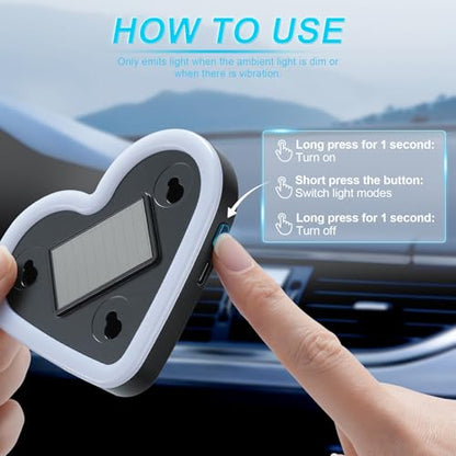 Heart Shaped Solar Powered Car LED Interior Ambient Light (Ice Blue / 1PCS)