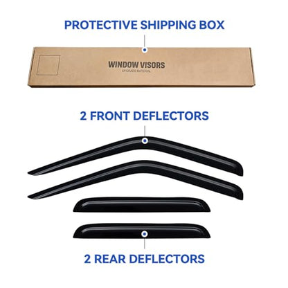 Window Visors Rain Guards for 2000 (2000-2004 Nissan Frontier Crew Cab)
