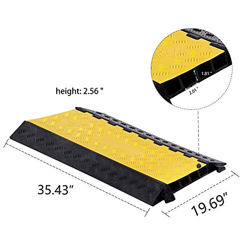 1 Pack Rubber Cable Ramp Hose Cable Protector Ramp 4 Channel 22000Lbs Load Capacity Traffic Speed Bump Wires Power Lines Extension Cord Cover for Indoor Outdoor (22000lbs-4channel-1pack)
