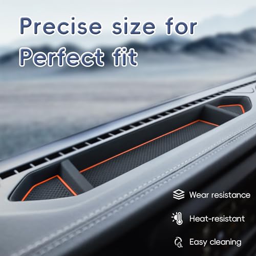 Silicon Organizer Tray Mat Compatible with Gladiator Accessories 2020 2021 2022 2023 2024 Center Console Pads Organizer Tray Trim Car Interior Decoration Trim (Orange / 1 piece/set)