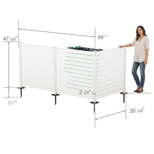 50" W x 48" H Outdoor Privacy Screen with Aluminum Posts (White/3Panels)