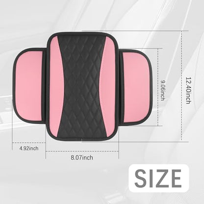 Patchwork Leather Center Console Covers for Cars (Pink)