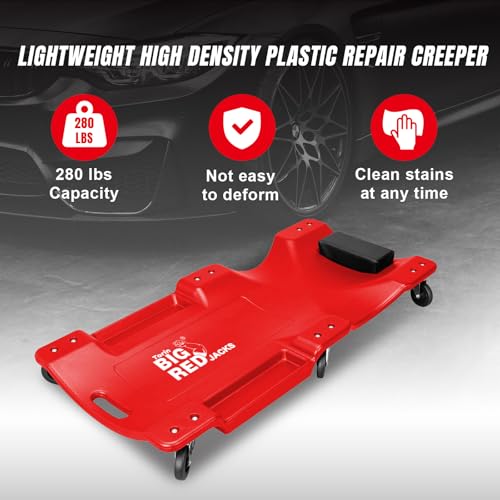 TRP6240 Torin Blow Molded Plastic Rolling Garage (Red Rolling Creeper)