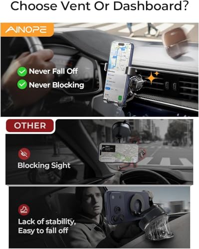 Air Vent Phone Mount for Car [Drop (Black for 1 Pack)
