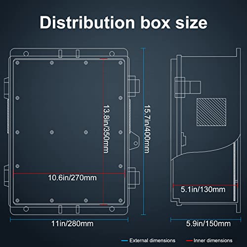 Outdoor Electrical Junction Box with High Power Outlet (16"H x 12"L x 5.9"W & Outlet)