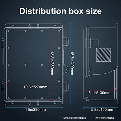 Outdoor Electrical Junction Box with High Power Outlet (16"H x 12"L x 5.9"W & Outlet)