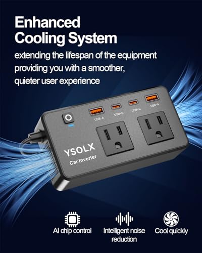 300W Portable Charger Car Power Inverters for Vehicle (300W / Black)