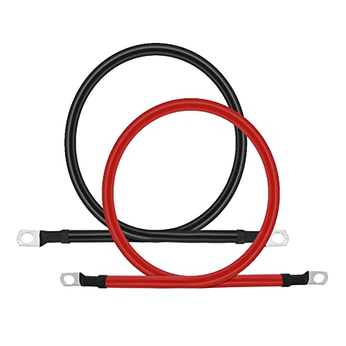 2 AWG Battery Cable 3FT 2 Gauge Pure Copper Battery Inverter Cables with 3 (3FT / 3/8")