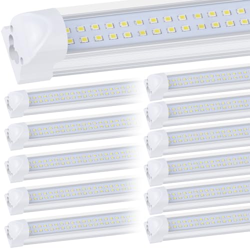 12 Pack Led Shop Lights (12PCS 8FT 2 Row Flat 6000K)