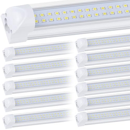 12 Pack Led Shop Lights (12PCS 8FT 2 Row Flat 6000K)