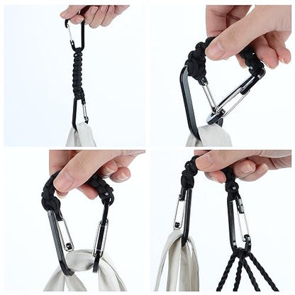 1 Black 1 Camo Paracord Keychain Hook Carabiner Clips (1 Black 1 Camo)