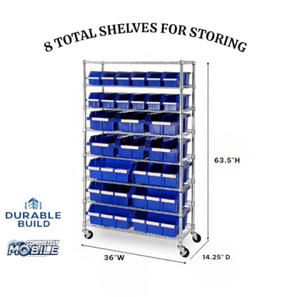 Heavy Duty Steel Wire Shelving Storage Unit (Blue)