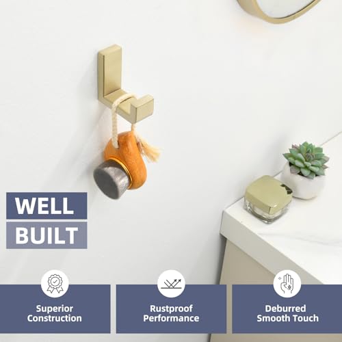 Towel Hooks for Bathrooms (Brushed Gold)