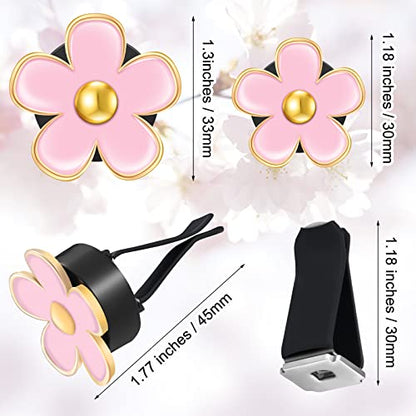 6 Pcs Daisy Vent Clips for Car (Black, Pink, White, / 1 Count (Pack of 6))