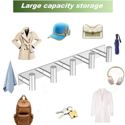 Wall Mounted Coat Rack ("T" Shape 5 Hooks - 1 Pack / Glossy)