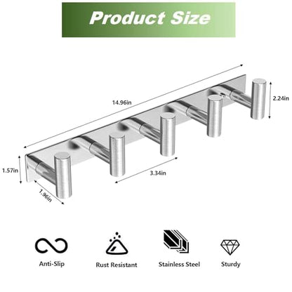 Wall Mounted Coat Rack ("T" Shape 5 Hooks - 1 Pack / Silver)