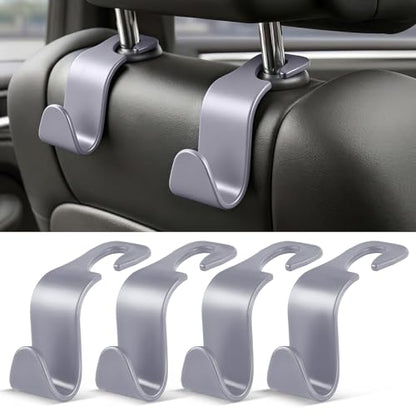 4 Pack Car Seat Headrest Hooks (4pc / Gray)