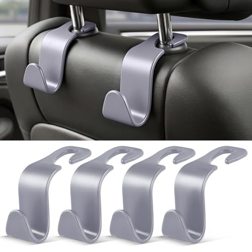 4 Pack Car Seat Headrest Hooks (4pc / Gray)