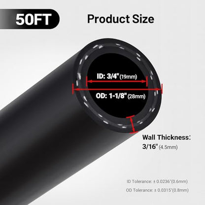 3 4" Heater Hose 50FT Coolant Radiator SAE 20R3 100PSI (‎3/4 50FT)
