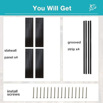 Slatwall Panel Wall Storage Systems (4x4ft / Black)