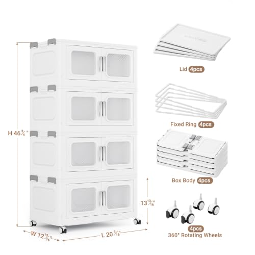 240 Qt Extra Large Stackable Storage Bin with Lids (White / 60QT-4pack)